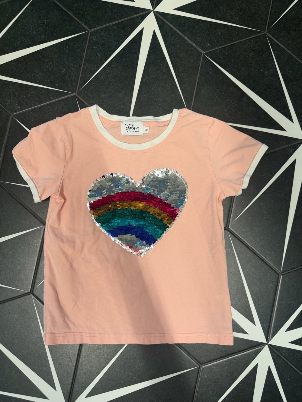 Lola + The Boys girls flip sequin heart t-shirt